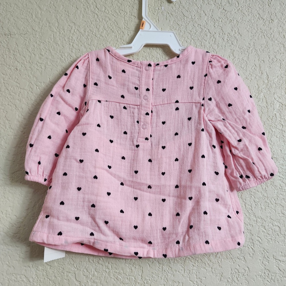 NEW Cat Jack Baby Girl Pink Heart Print Long Sleeve Dress & Bloomers Set 3-6M - Picture 5 of 16